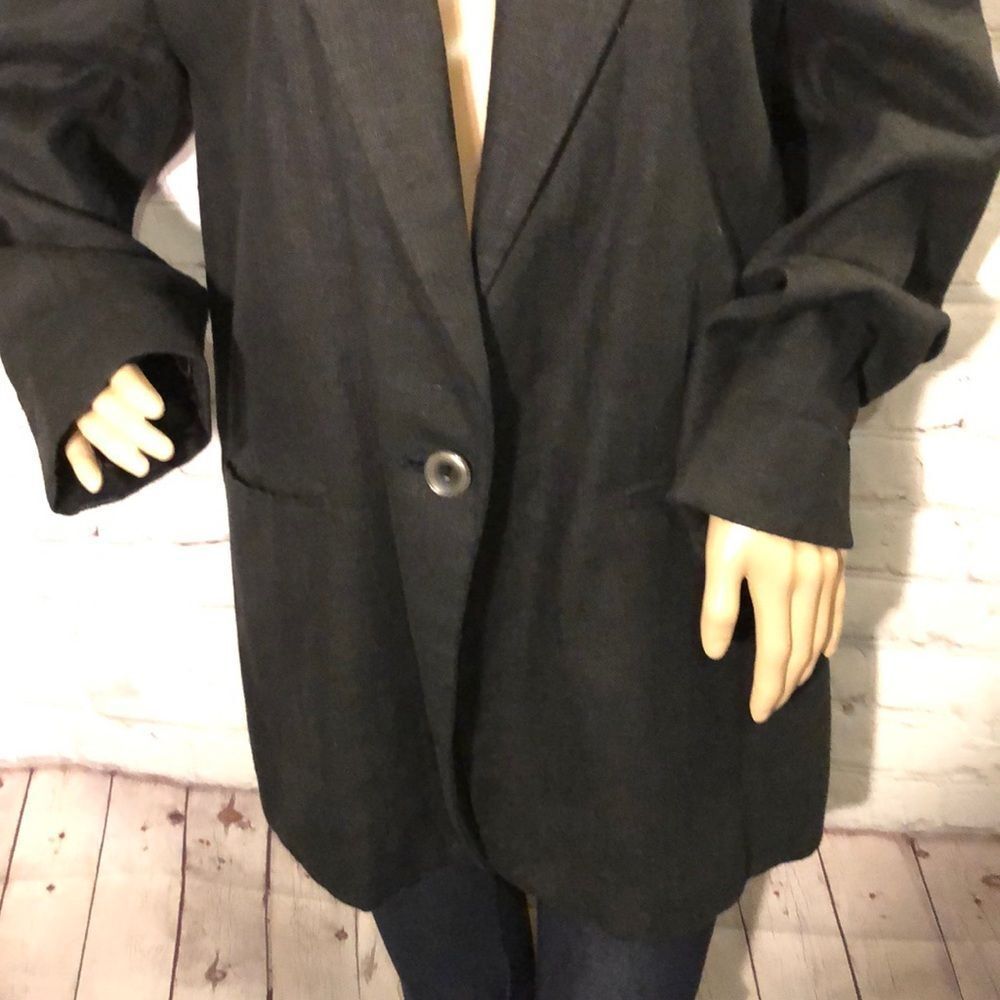 Vintage Harve Benard Long Single Breasted Oversized Black Blazer Large? - Picture 3 of 8